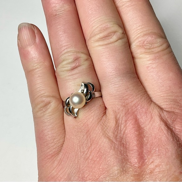 Vintage Tasaki Sterling Silver Japanese Pearl Ring SZ 6.5 - Picture 8 of 8